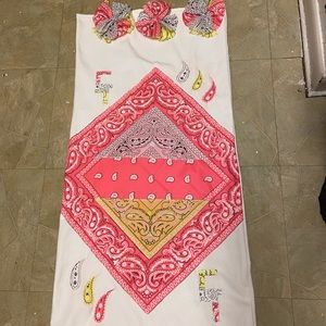 GENUINE THREADZ M L WHITE PINK YELLOW BANDANNA PAISLEY